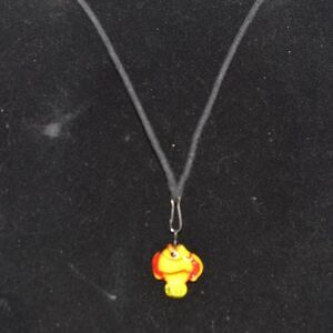 VTG Glass Lampwork Yellow/Red Fish Pendant Black Cord 24" Unique Unisex Necklace